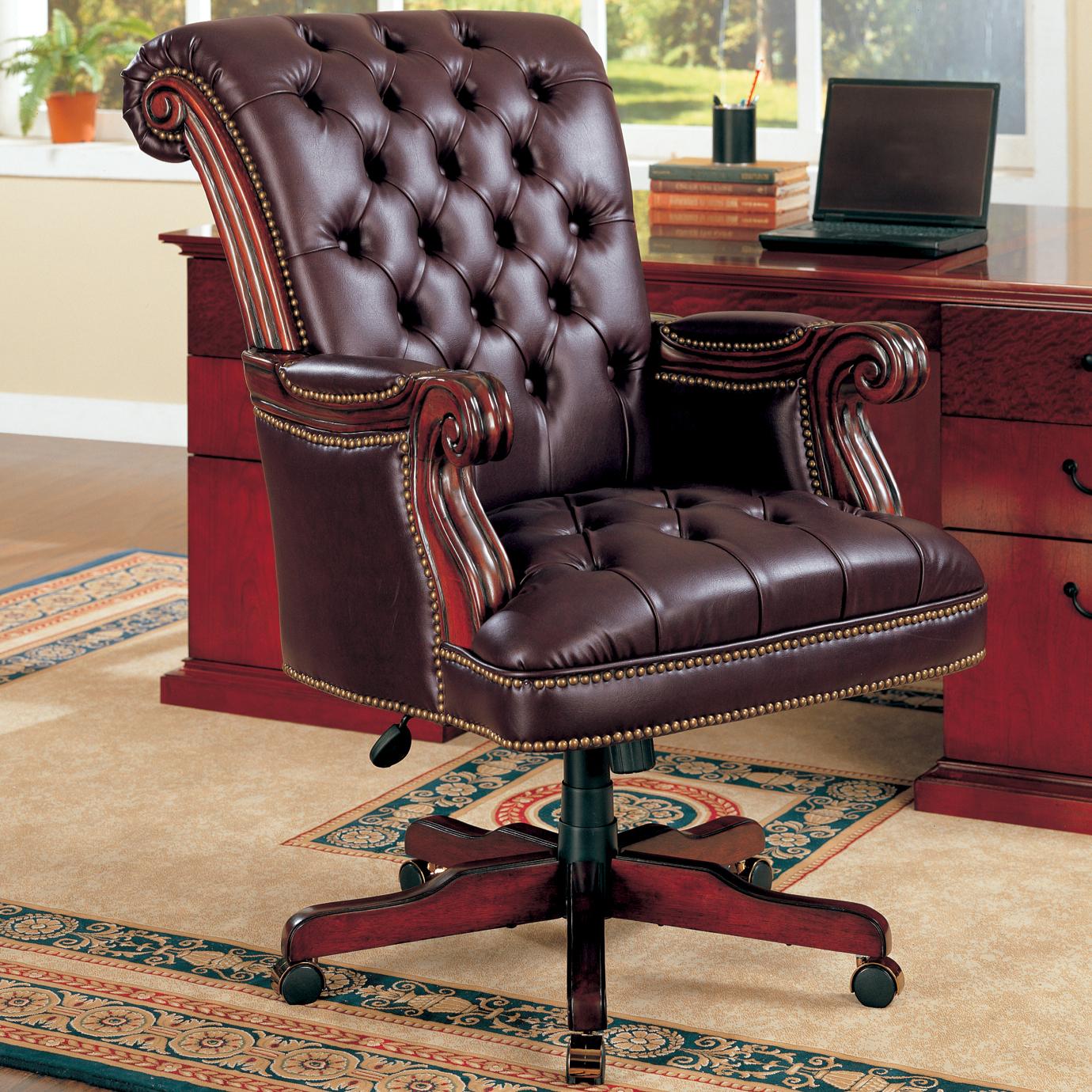 Coaster Office Chairs 800142 Traditional Leather Executive Chair